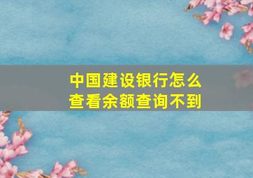 中国建设银行怎么查看余额查询不到