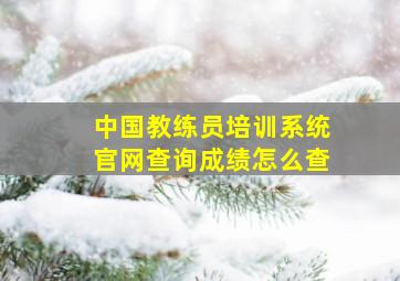 中国教练员培训系统官网查询成绩怎么查