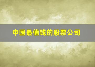 中国最值钱的股票公司