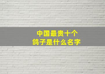 中国最贵十个鸽子是什么名字