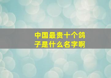 中国最贵十个鸽子是什么名字啊