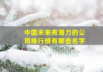 中国未来有潜力的公司排行榜有哪些名字