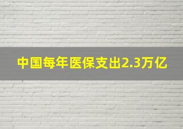 中国每年医保支出2.3万亿