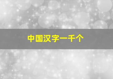 中国汉字一千个