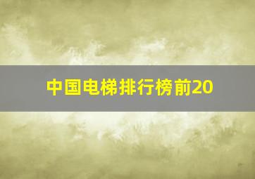 中国电梯排行榜前20