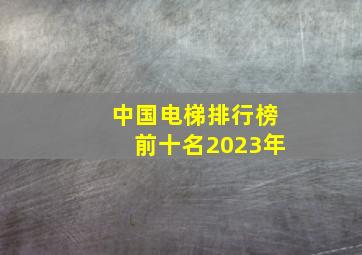 中国电梯排行榜前十名2023年