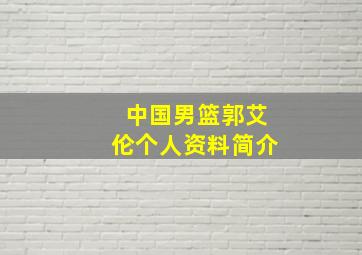 中国男篮郭艾伦个人资料简介