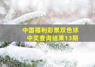 中国福利彩票双色球中奖查询结果13期