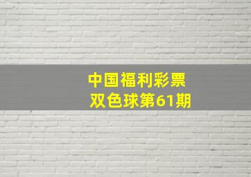 中国福利彩票双色球第61期