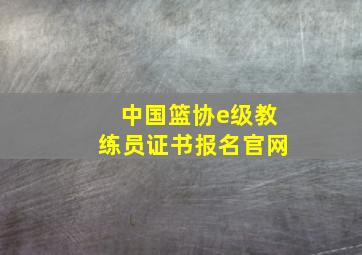 中国篮协e级教练员证书报名官网