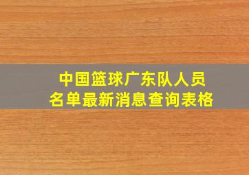 中国篮球广东队人员名单最新消息查询表格