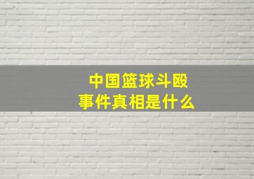 中国篮球斗殴事件真相是什么