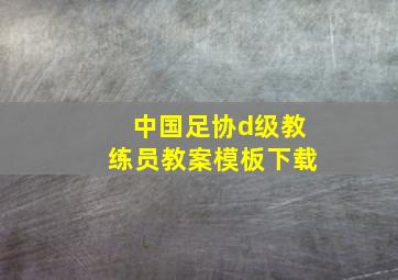 中国足协d级教练员教案模板下载