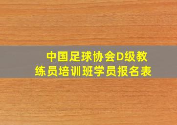 中国足球协会D级教练员培训班学员报名表