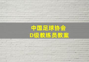 中国足球协会D级教练员教案