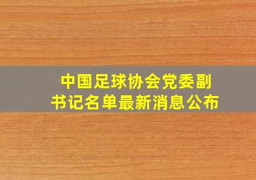 中国足球协会党委副书记名单最新消息公布