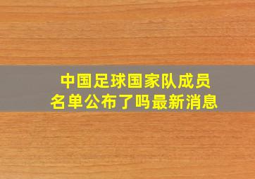 中国足球国家队成员名单公布了吗最新消息