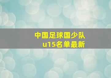 中国足球国少队u15名单最新