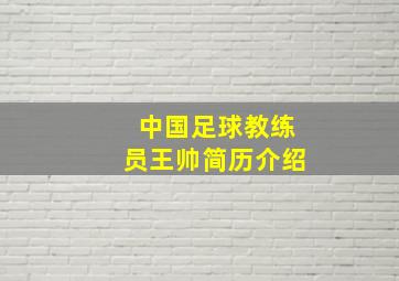 中国足球教练员王帅简历介绍