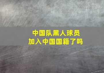 中国队黑人球员加入中国国籍了吗