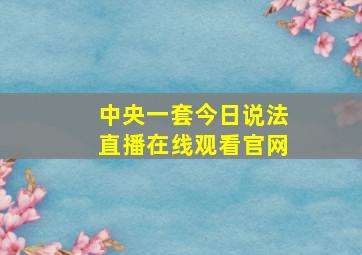 中央一套今日说法直播在线观看官网