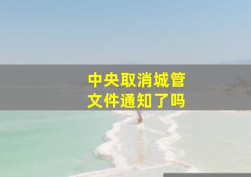 中央取消城管文件通知了吗