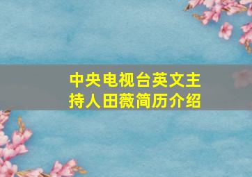 中央电视台英文主持人田薇简历介绍