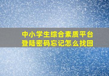 中小学生综合素质平台登陆密码忘记怎么找回