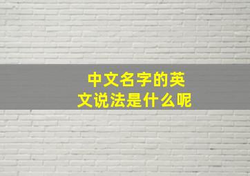 中文名字的英文说法是什么呢