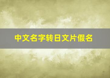 中文名字转日文片假名