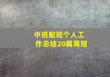 中班配班个人工作总结20篇简短