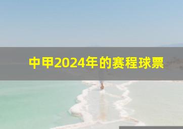 中甲2024年的赛程球票