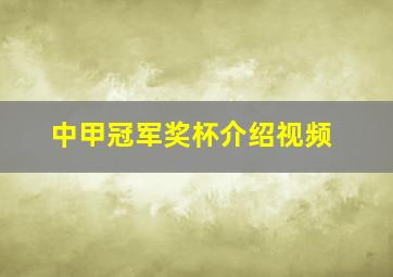 中甲冠军奖杯介绍视频