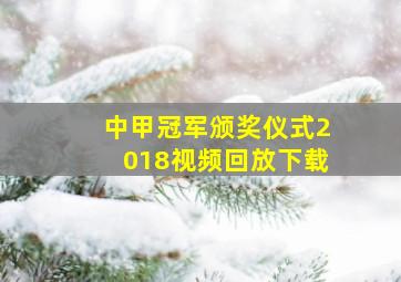 中甲冠军颁奖仪式2018视频回放下载