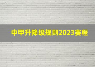 中甲升降级规则2023赛程