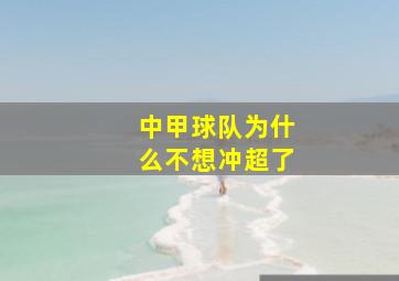 中甲球队为什么不想冲超了