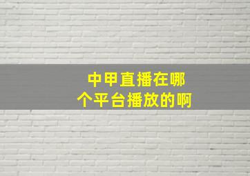 中甲直播在哪个平台播放的啊