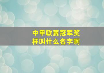 中甲联赛冠军奖杯叫什么名字啊