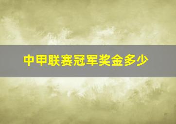 中甲联赛冠军奖金多少