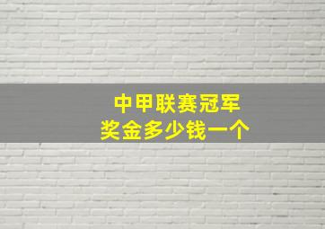 中甲联赛冠军奖金多少钱一个