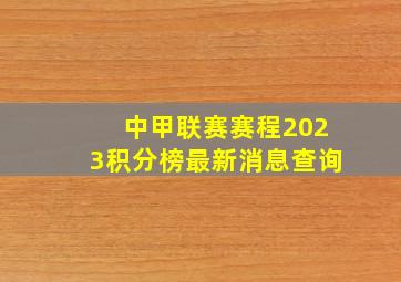 中甲联赛赛程2023积分榜最新消息查询