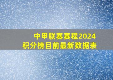 中甲联赛赛程2024积分榜目前最新数据表