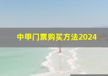 中甲门票购买方法2024