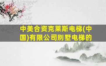 中美合资克莱斯电梯(中国)有限公司别墅电梯的