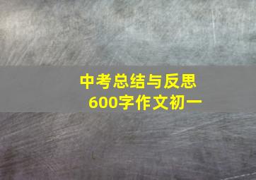 中考总结与反思600字作文初一