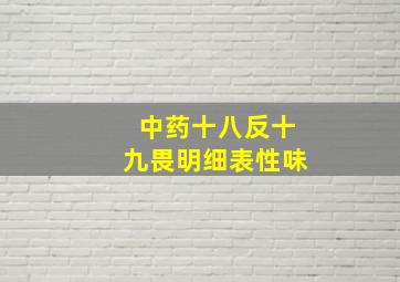 中药十八反十九畏明细表性味