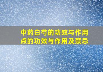 中药白芍的功效与作用点的功效与作用及禁忌