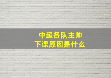 中超各队主帅下课原因是什么