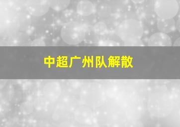 中超广州队解散