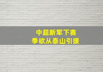 中超新军下赛季欲从泰山引援